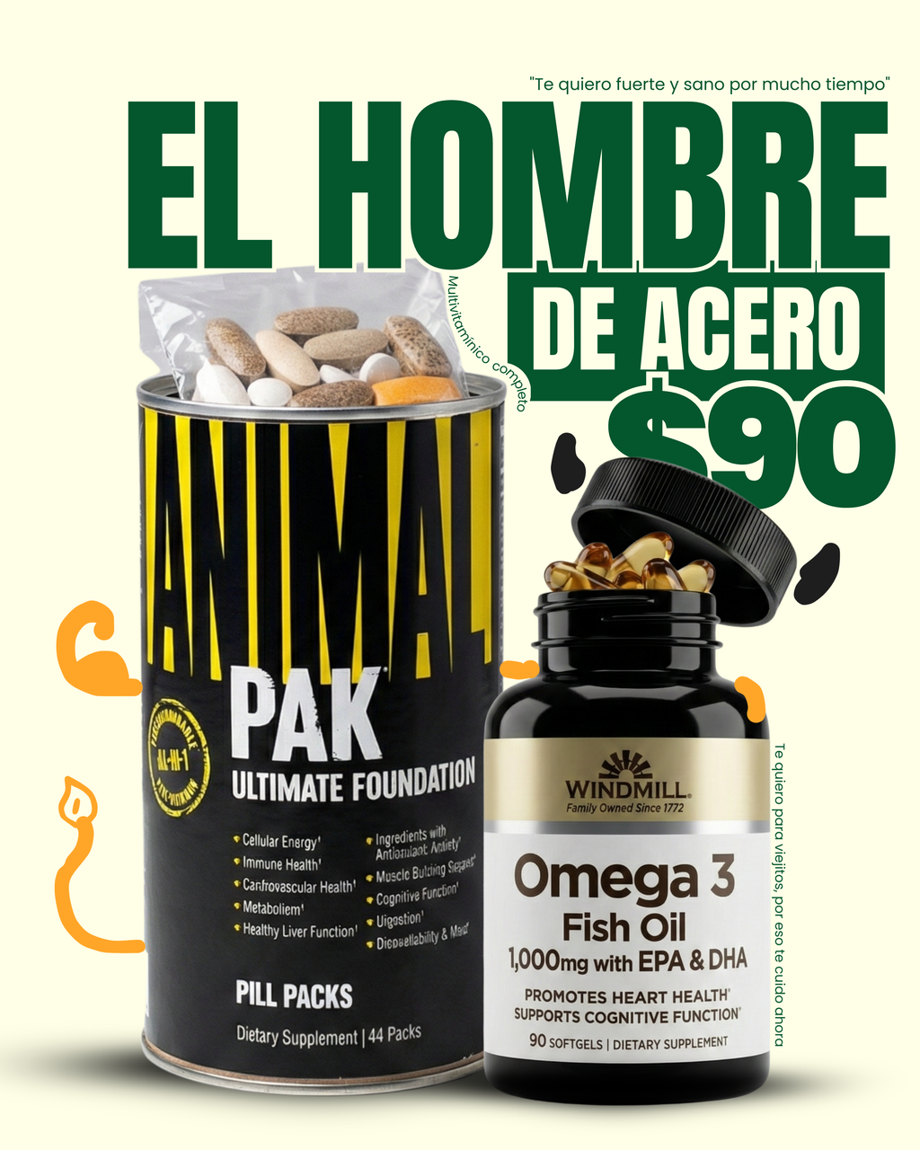 Animal Pak (44 Paks) + Omega 3 (90 Caps)