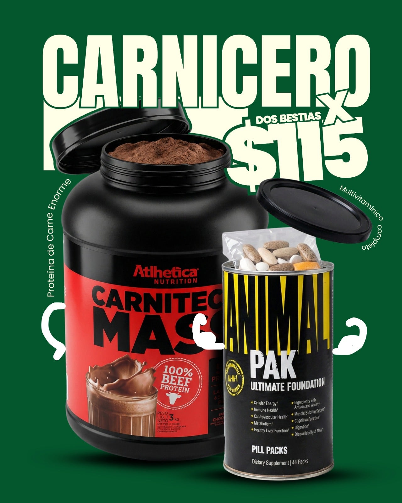 Carnitech Mass 3kg + Animal Pak (44 Paks)
